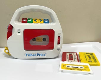 Vintage 1992 Fisher Price Cassette Player Recorder with 3 Tapes