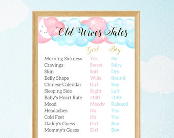 Old Wives Tales | Baby Shower or Gender Reveal | Stars and Moon Theme