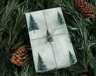 Wrapping Paper, Pine Tree Christmas Gift Wrap, Holiday Packaging Supplies, Festive Decorative Paper, Craft Supplies, Eco-Friendly Wrapping