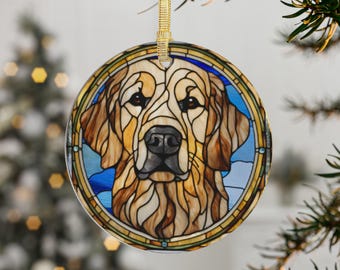 Golden Retriever Acrylic Ornament, Stained Glass Christmas Decoration, Colorful Holiday Decor, Dog Lover Gift, Pet Memorial Ornement, Animal