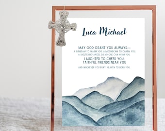 Baptism Christening Gift Prayer Artwork | Blue Watercolor | Irish Prayer