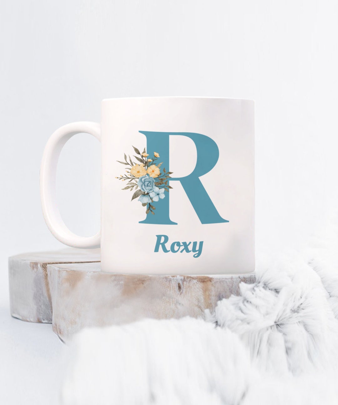 Monogrammed Coffee Cup, Floral Letter R, Personalized Gift - Etsy