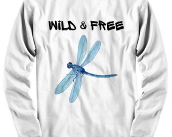 Dragonfly Long Sleeve Shirt, Wild and Free Graphic Tee