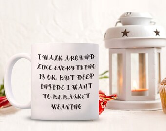 Taza de café con diseño divertido de cestería, regalo para aficionados