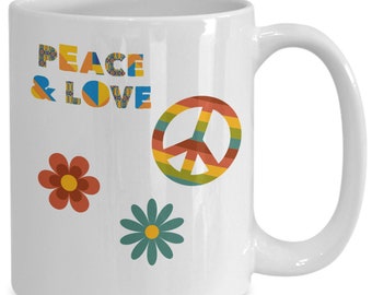 Peace and Love 70's Groovy Coffee Cup for Anyone