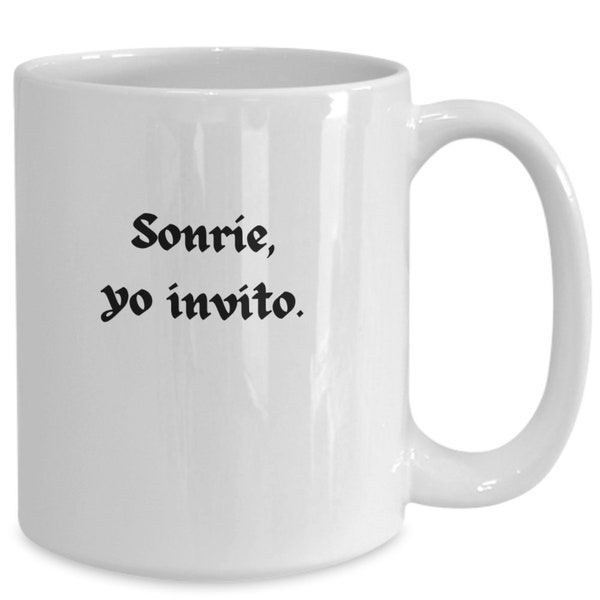 Sonrie Yo Invito Perfecta Taza de Cafe en Espanol para Personas Felices