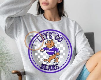 Descarga digital PNG de espíritu escolar de osos morados retro