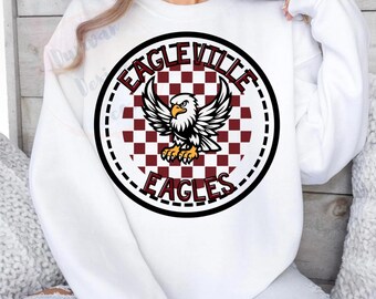 Descarga digital PNG de espíritu escolar retro de Eagleville (personalizado)