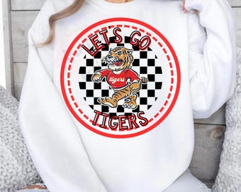 Descarga digital PNG de espíritu escolar de tigres retro