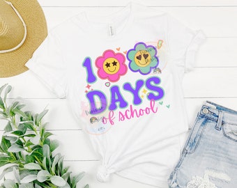 100 días de cole, sublimación 100 días de cole, flores niña 100 días de cole, retro 100 días de cole