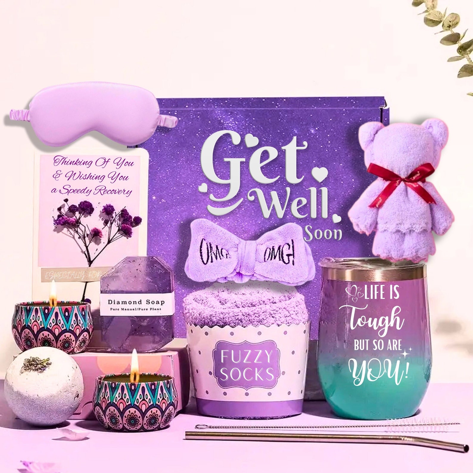 Surgery Recovery Care Package, Lavender Get Well Soon Gift Box, Cozy ...