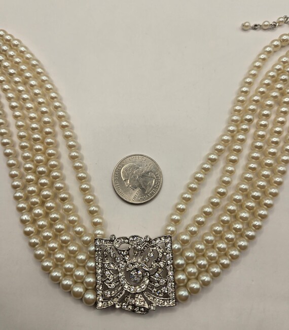 vintage KJL Kenneth Jay Lane Art Deco Faux Pearl … - image 2