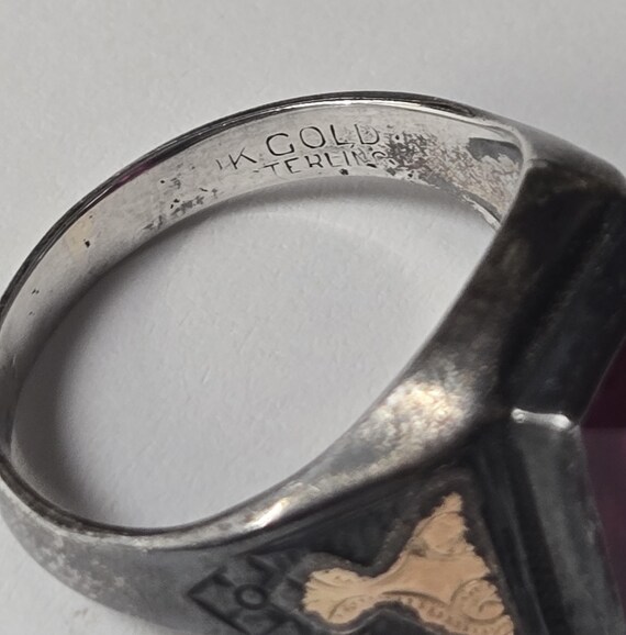 vintage Large rectangle ruby gold over sterling r… - image 10