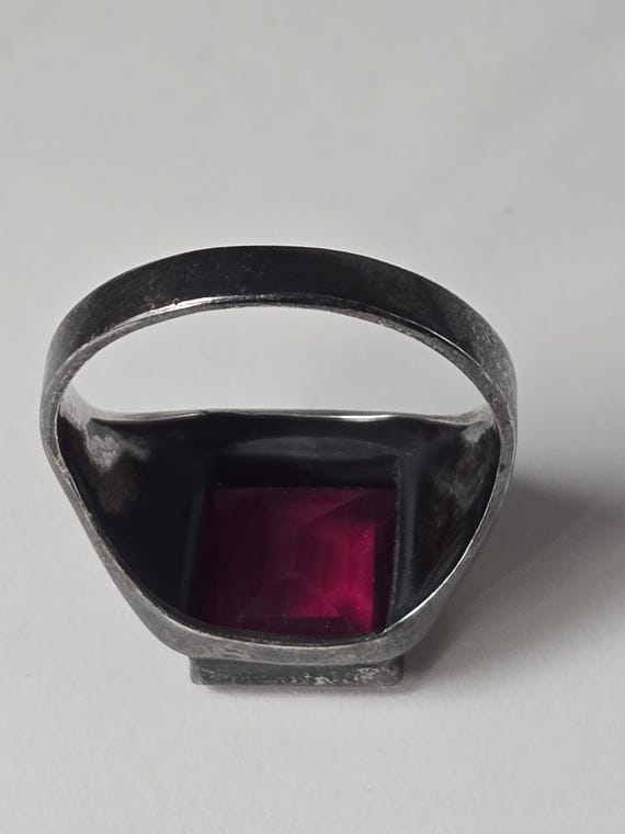 vintage Large rectangle ruby gold over sterling r… - image 8