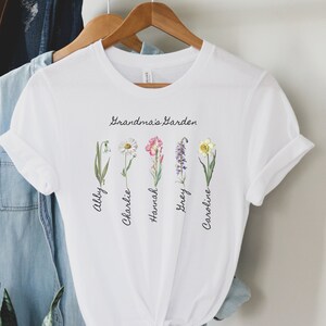 Custom Mother&#39;s Day Gift, Birth Month Birth Flower Shirt, Custom Mom Tshirt, Mothers Day Shirt, Custom Flower Shirt, Custom Tee