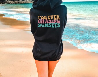 Chasing Sunset Hoodie, Oversized Hoodie, Dameshoodie, Zomerkleding, Strand Hoodie, Retro Hoodie Sweatshirt, Vintage Geïnspireerde Hoodie