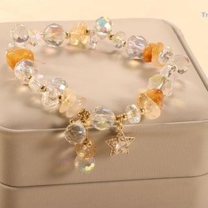 Shining Stars Citrine Crystal Bracelet For Women,Delicate Gemstone Friendship Bracelet