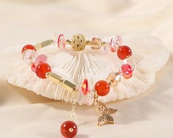 Crystal Beaded Bracelet: Butterfly Charm, Friendship Jewelry