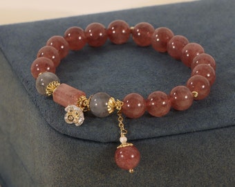 Strawberry Crystal & Moonstone Bracelet: Women's Health Jewelry