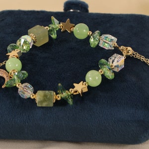 Moon & Star Crystal Beads Bracelet ,Women Adjustable Bracelet zdjęcie 2