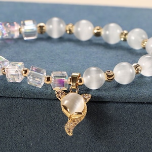 Opal Fox Armband: Kristall Ädelstenspärlarmband