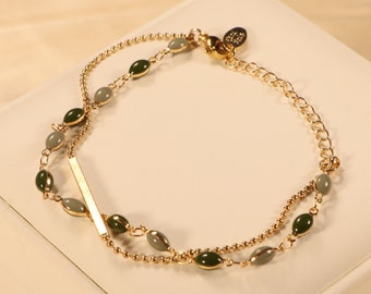 Vintage Women Layering Bracelet,Minimalist 18K Gold Filled Stacking Bracelet for Her