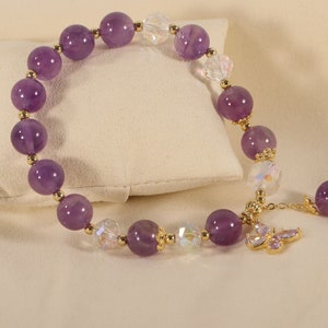 Bracelet en perles de pierres précieuses, papillon améthyste, bracelet femme, bracelet en cristal, bracelet d'amitié, cadeau pour elle image 6