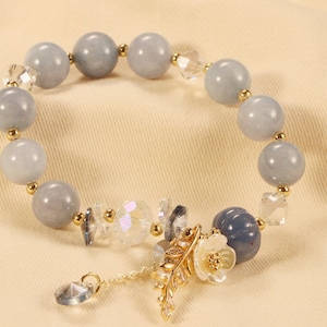 Blue Opal Bracelet With Flower and Leaf, Bracelet,bridesmaid Friendship ...