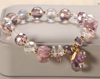 Super Sparkling Purple Crystal Bracelet Dainty Bracelets For Woemen, Friendship Bracelet,xmas Gift