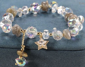 Crystal Star Bracelet: Amethyst Zircon Gemstone Friendship Jewelry