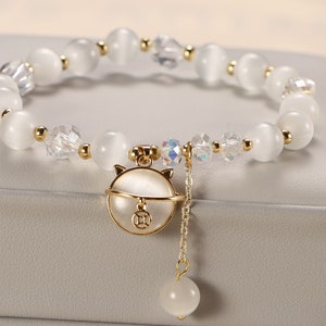 Cat Eyes Opal Bracelet Women Girl Minimalist Gemstone Friendship Bracelet,Gift for Her