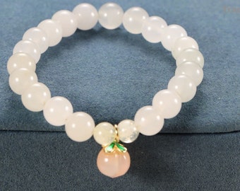 Peach Agate Quartz Jade Bracelet: Gemstone Protection Jewelry