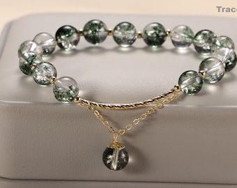 Green Ghost Bracelet Natural Crystal  Beads Bracelet Minimalist Charm Bracelet Dainty Gift for Her