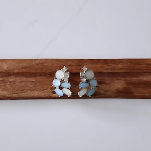 Aquamarine Blue Statement Stud Earrings