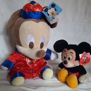 Rare Minnie in Traditional Silk Chinese Clothes with Free Vintage Mickey Mouse Tags Exclusive Japan Kawaii Plush