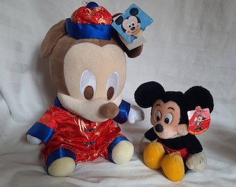 Rare Minnie in Traditional Silk Chinese Clothes with Free Vintage Mickey Mouse Tags Exclusive Japan Kawaii Plush