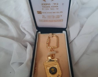 Vintage 24K Gold Plated Key Ring Korea International Expo 93 - Etsy