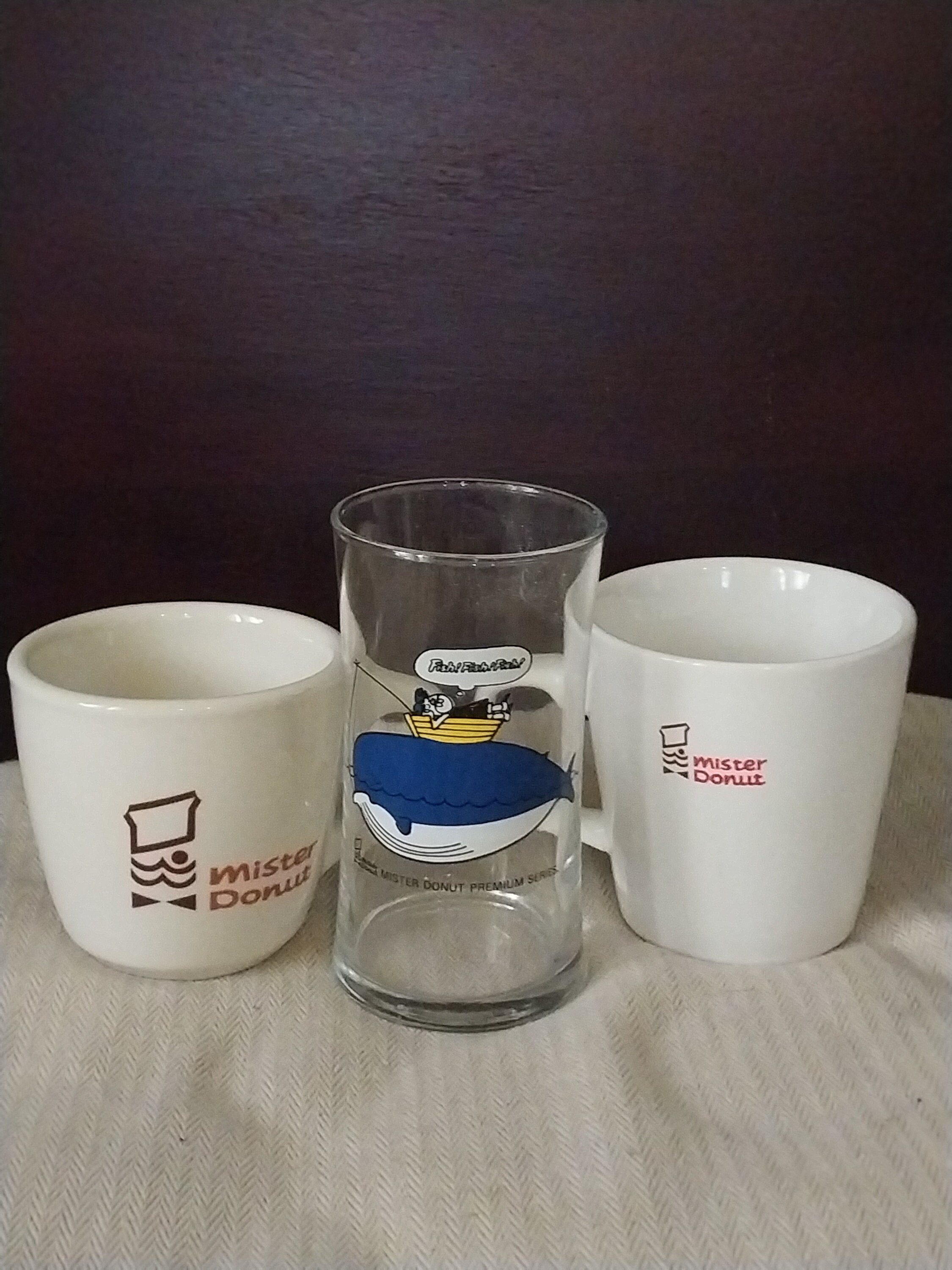 Mister Donut Set: 2 Mugs. One Glass; Vintage New - Etsy