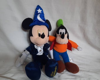Vintage Disney Japan Mickey Mouse and Goofy Plush Mouse Japan Exclusive Kawaii Collectible.