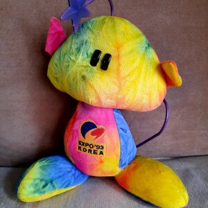 Two for One: Rare 1983 Korea Expo 11&quot; Plush Mascot Eyes light up red when shaken. Kawaii Japan exclusive. Very good condition