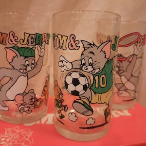 Three 1994 Tom & Jerry Drinking Glasses Rilakkuma with Box Like New; never used.