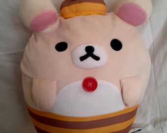 San-X Rilakkuma Chubby Large Light Beige Japan Exclusive Kawaii Plüschi mit Anhänger