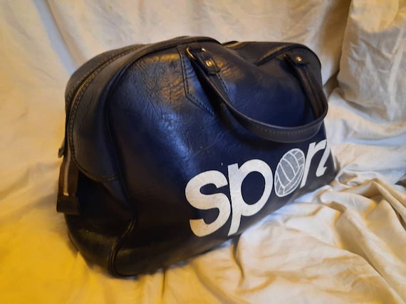 Buy 80s Leather Large Dark Blue Sports Bag Great Condition Vintage