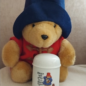 TWO: 1988 14" Paddington Bear, Eden Toys; 1997 Paddington Soup Mug; New Vintage