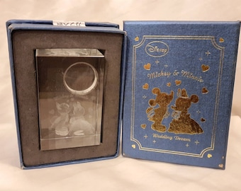 Disney glazen presse-papier Minnie en Mickey Mouse - Japan Disney. Prachtig collectorsitem.