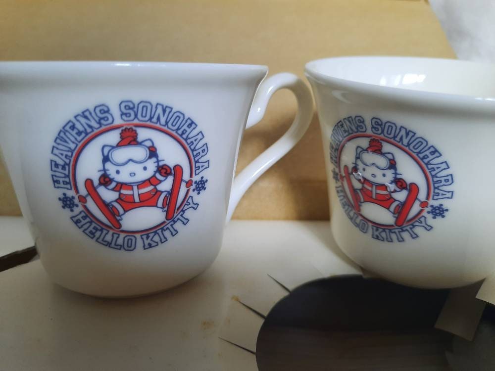 Hello Kitty Ski Team Tokyo Japan- SET Two Cups, Two Saucers and