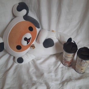San-X Gift Pack -  Rilakkuma Cow Costume with Bell Large 19.5 inch Japan Exclusive Kawaii Plush. Great Condition.