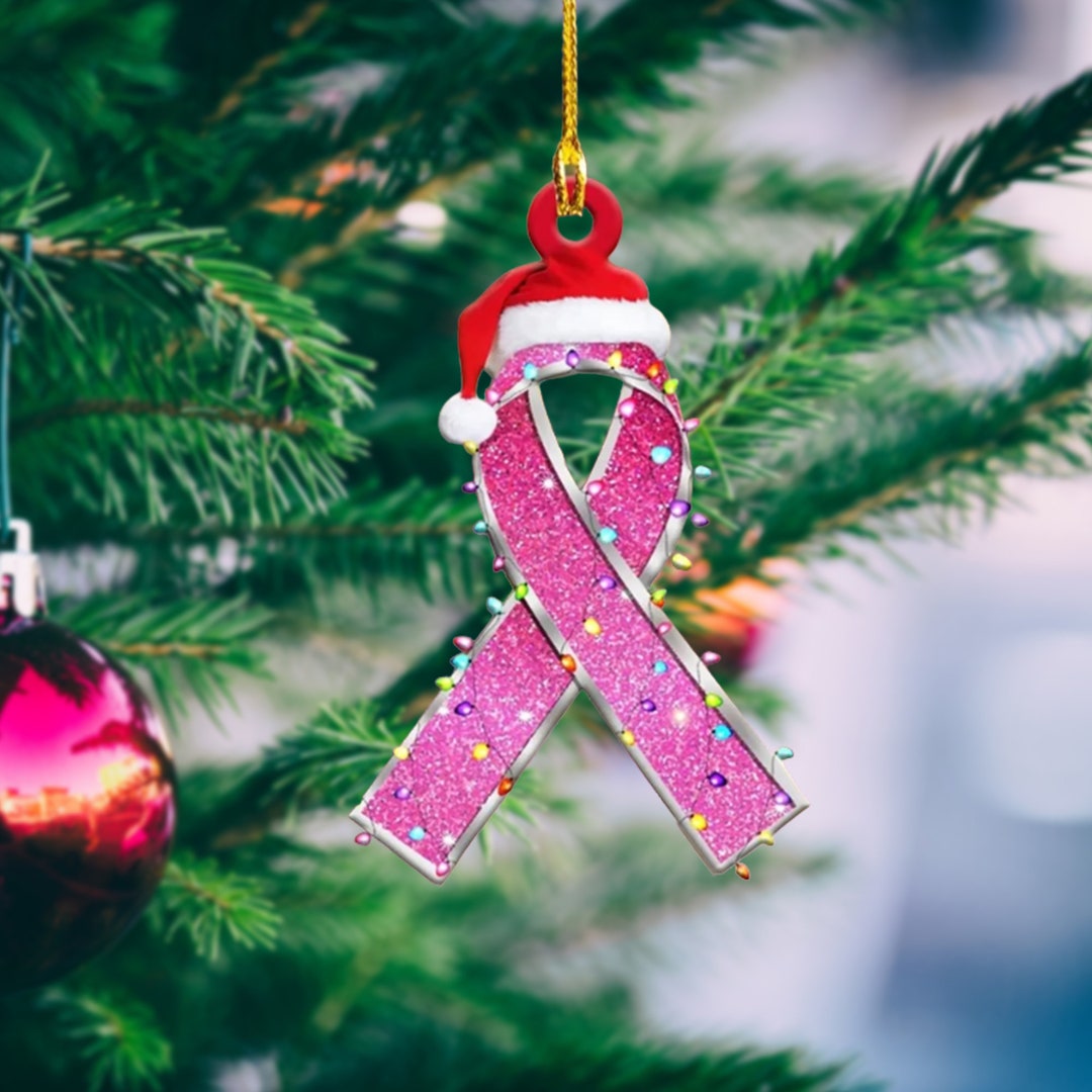 Breast Cancer Christmas Tree Ornament Pink Ribbon Cancer - Etsy