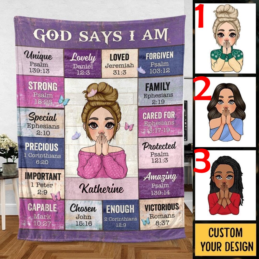 God Says I Am Blanket, Personalized Blanket, Meaningful Gifts for Christmas, Inspirational