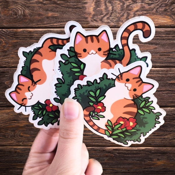 Garden Cat Stickers // Cat Sticker // Vinyl Diecut Sticker // Water Bottle Sticker // Cute Cat Sticker // Nature Sticker